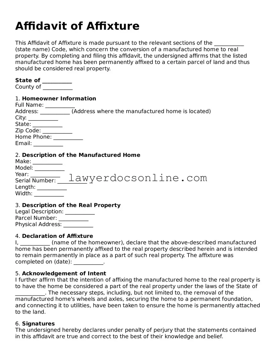 Free Affidavit of Affixture Document