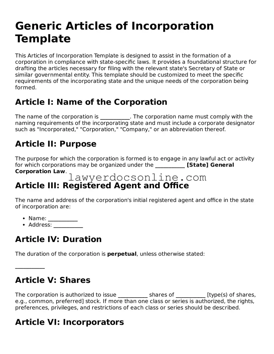 Free Articles of Incorporation Document