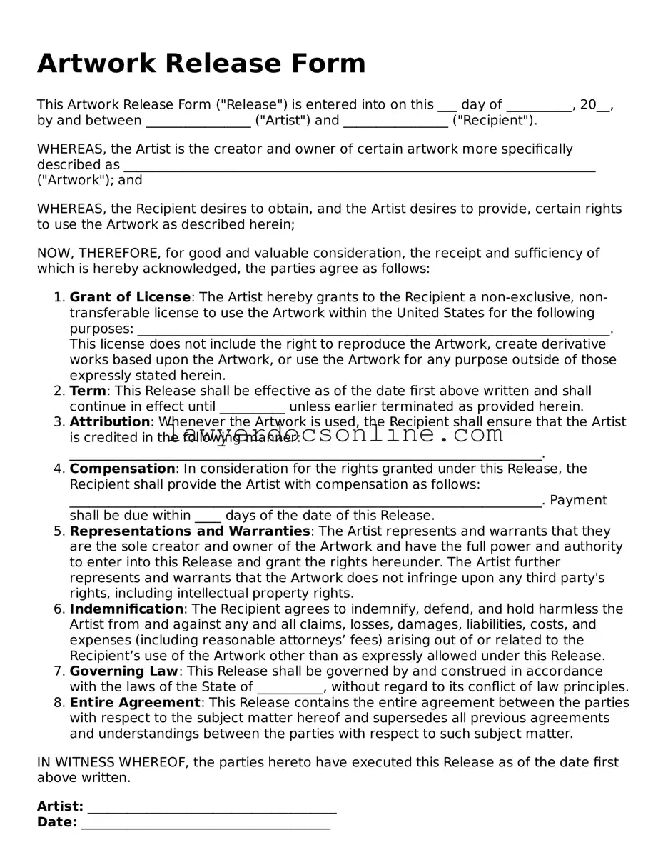Free Artwork Release Document