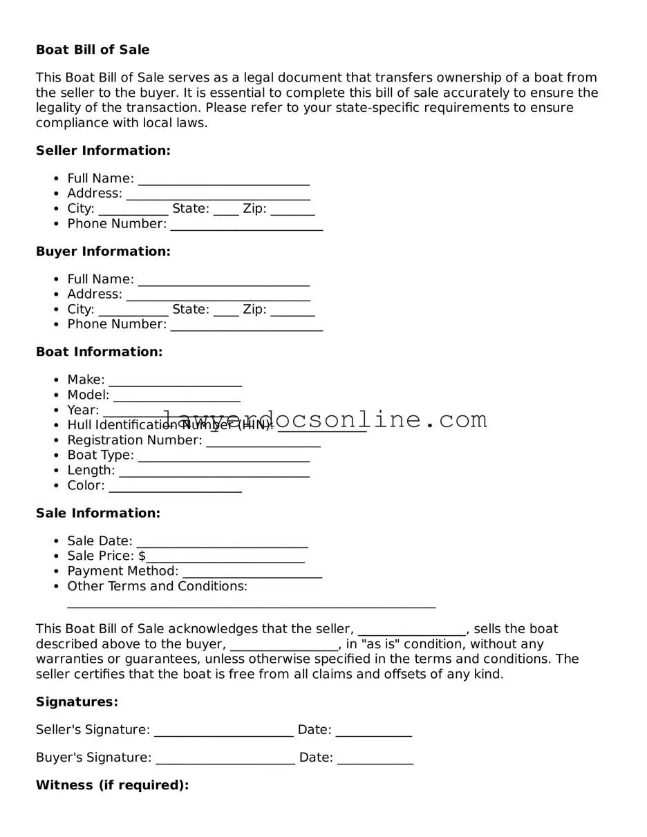 Free Boat Bill of Sale Document
