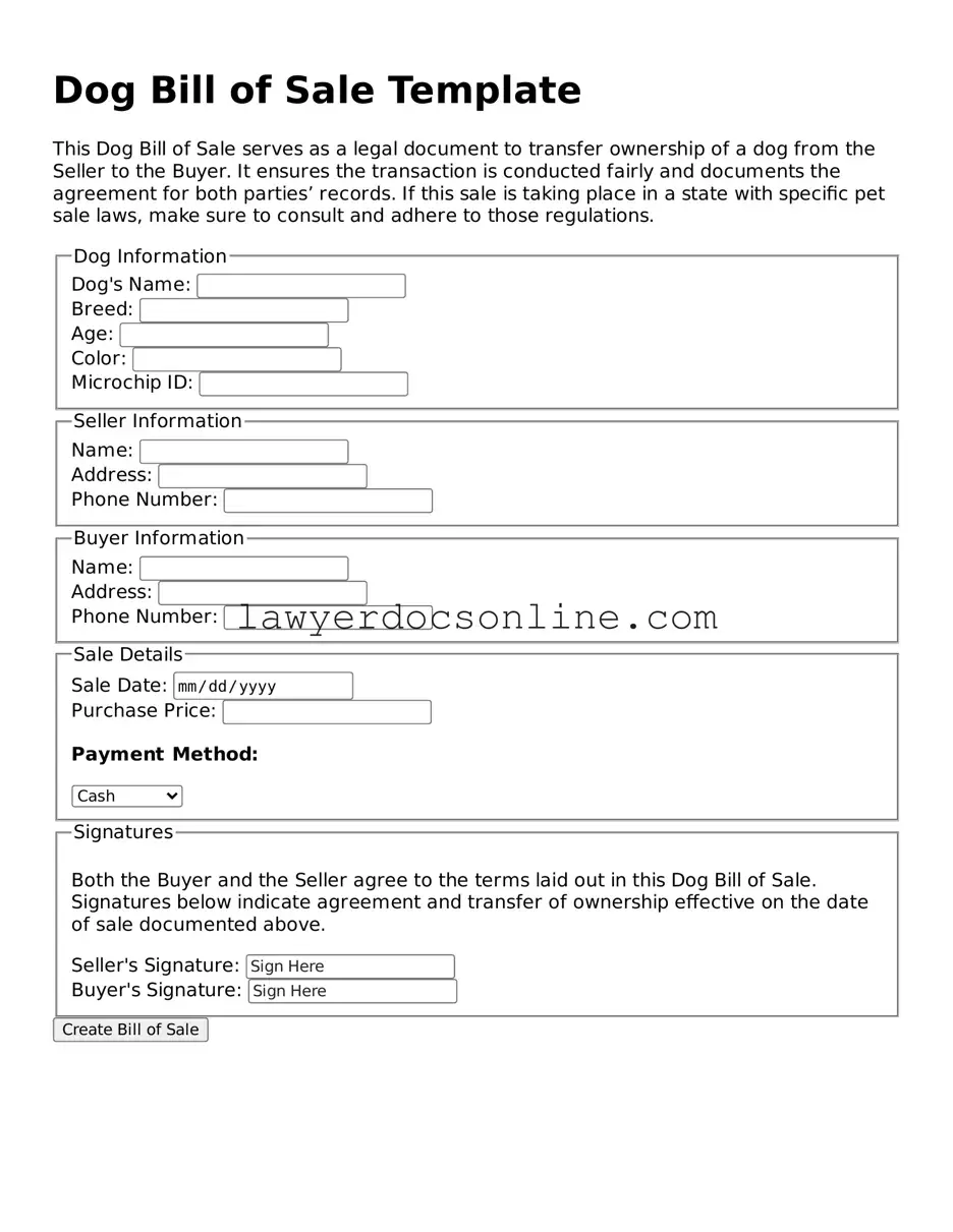 Free Dog Bill of Sale Document