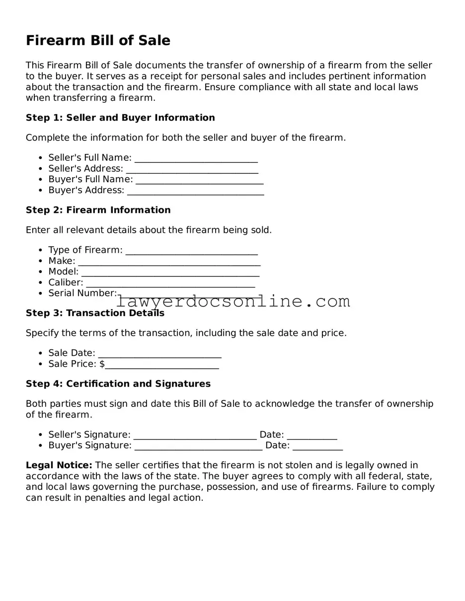Free Firearm Bill of Sale Document
