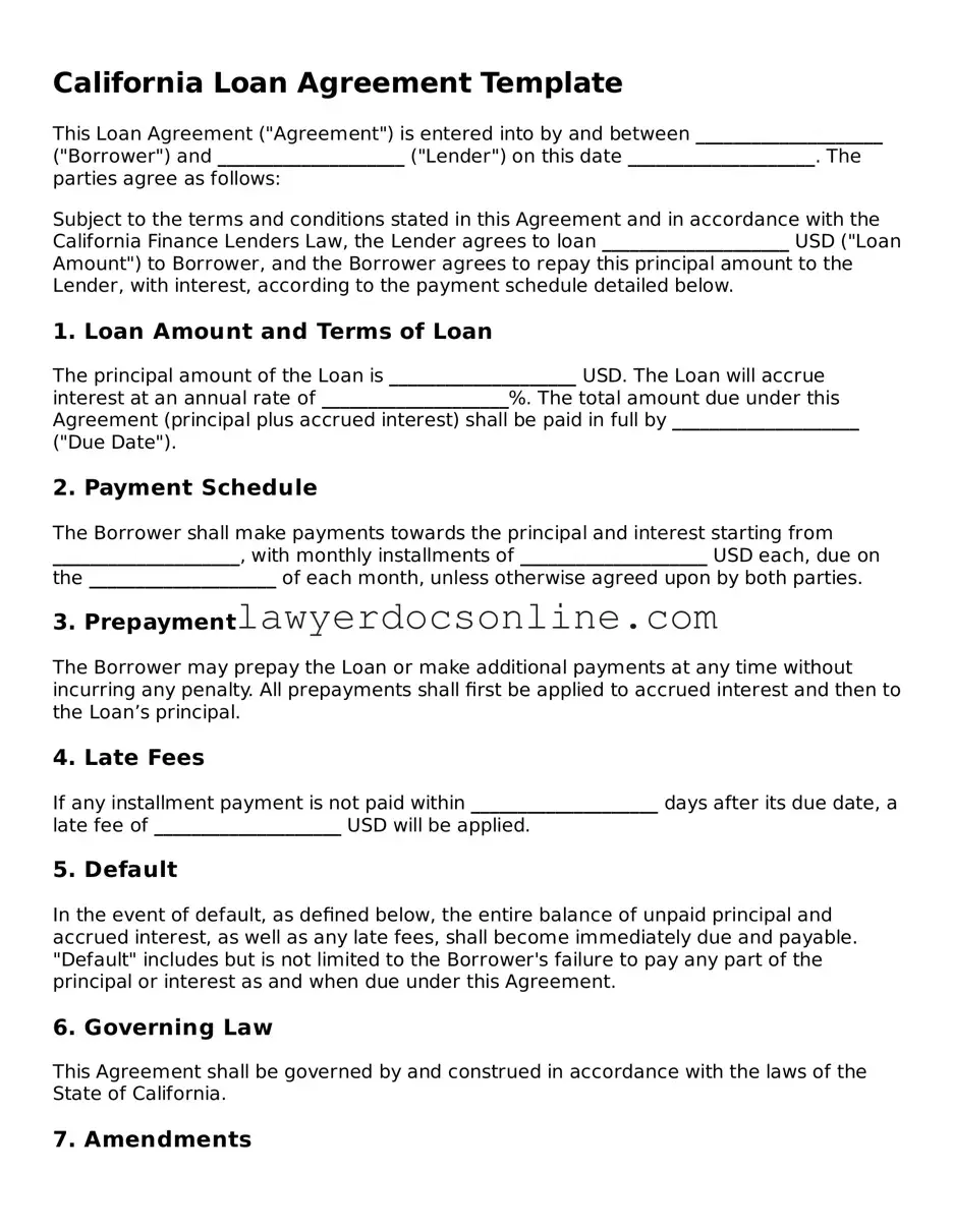 Legal  Loan Agreement Form for California