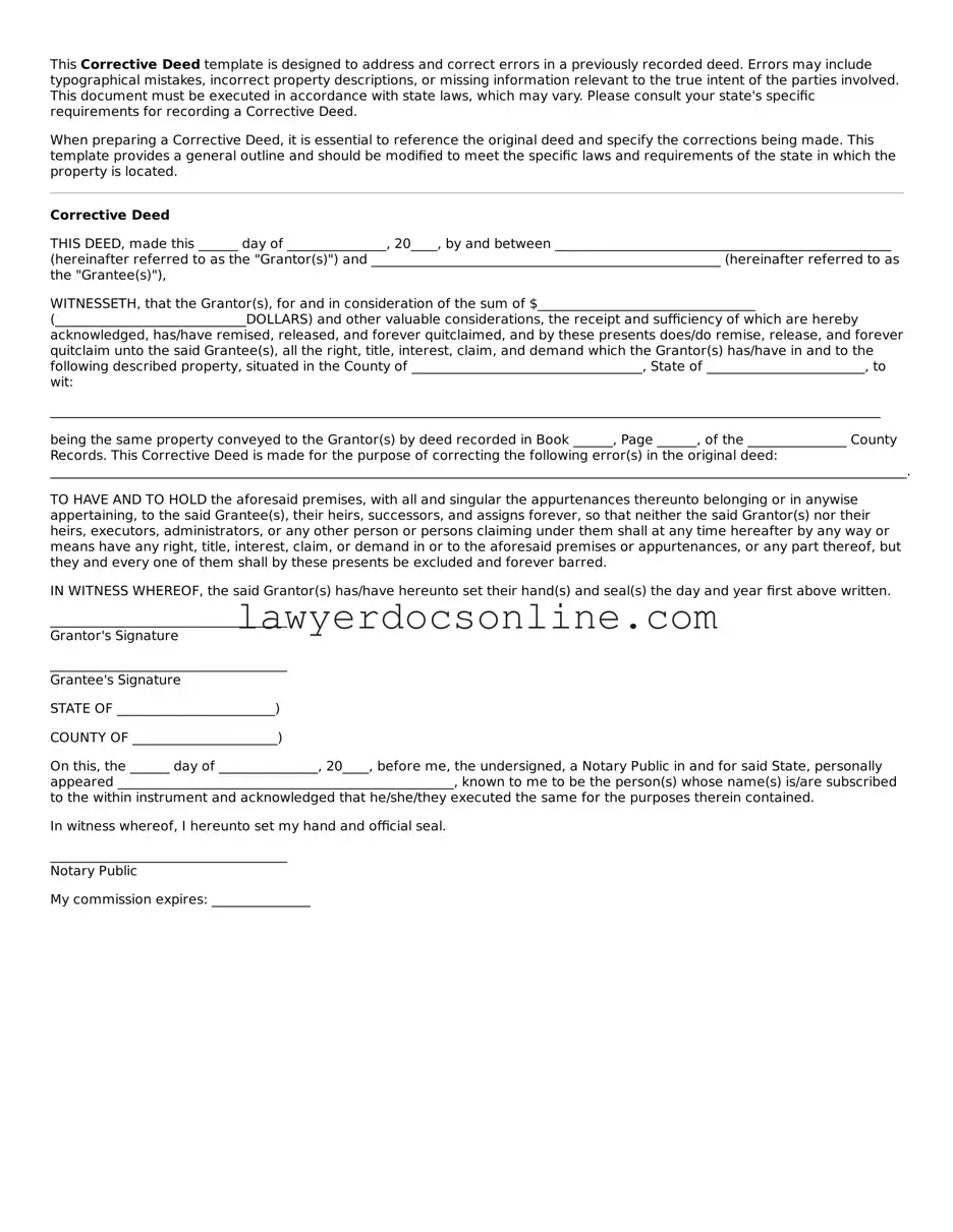 Free Corrective Deed Document
