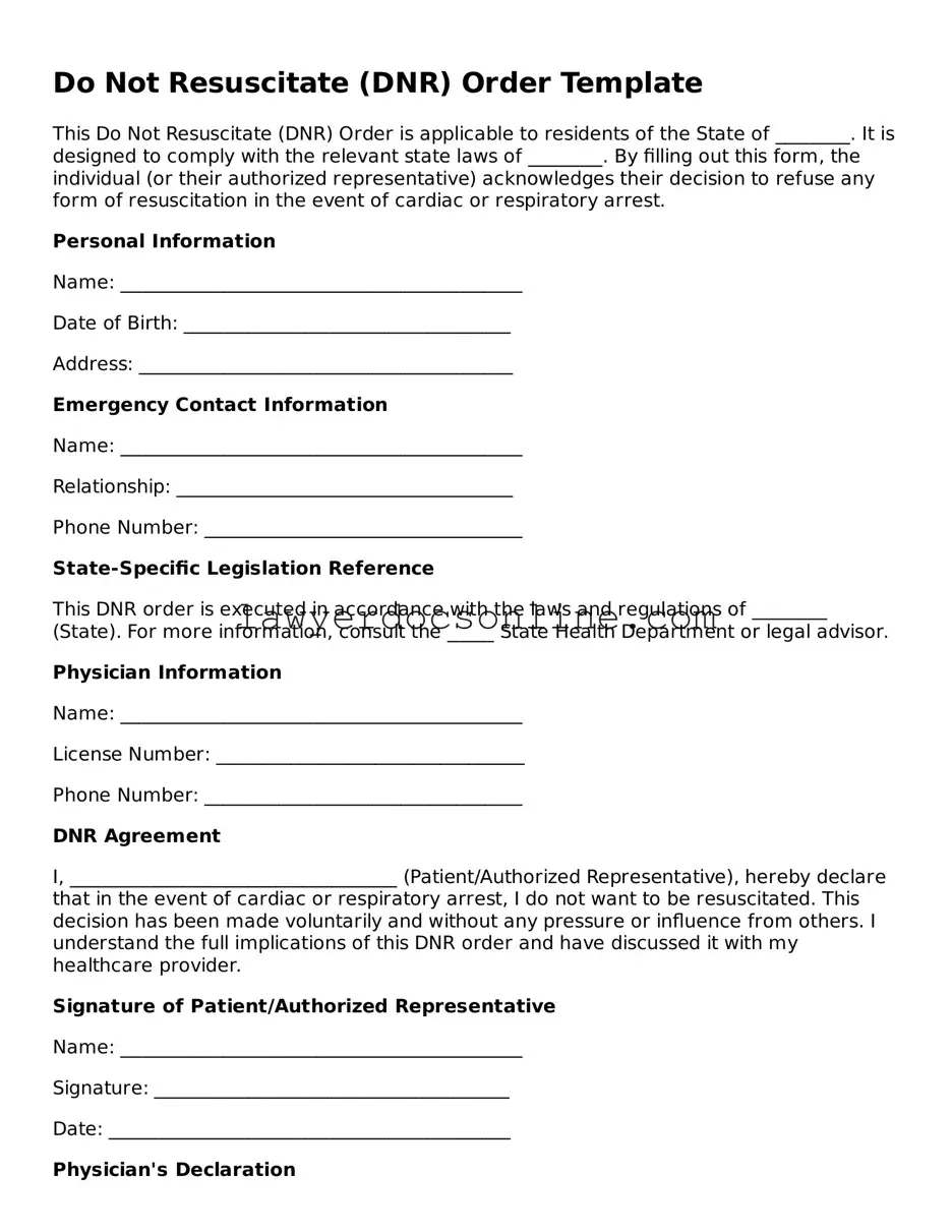 Free Do Not Resuscitate Order Document