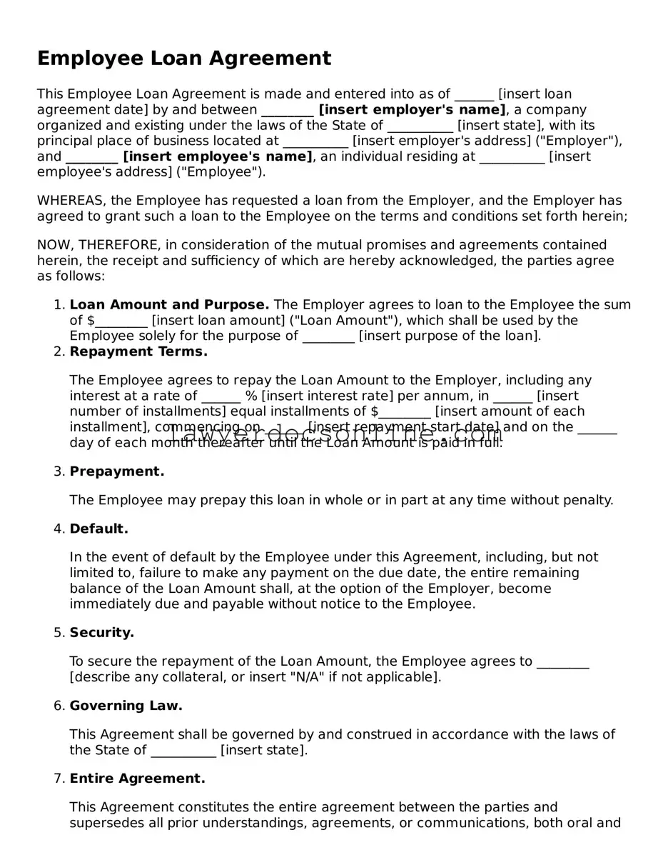 Free Employee Loan Agreement Document