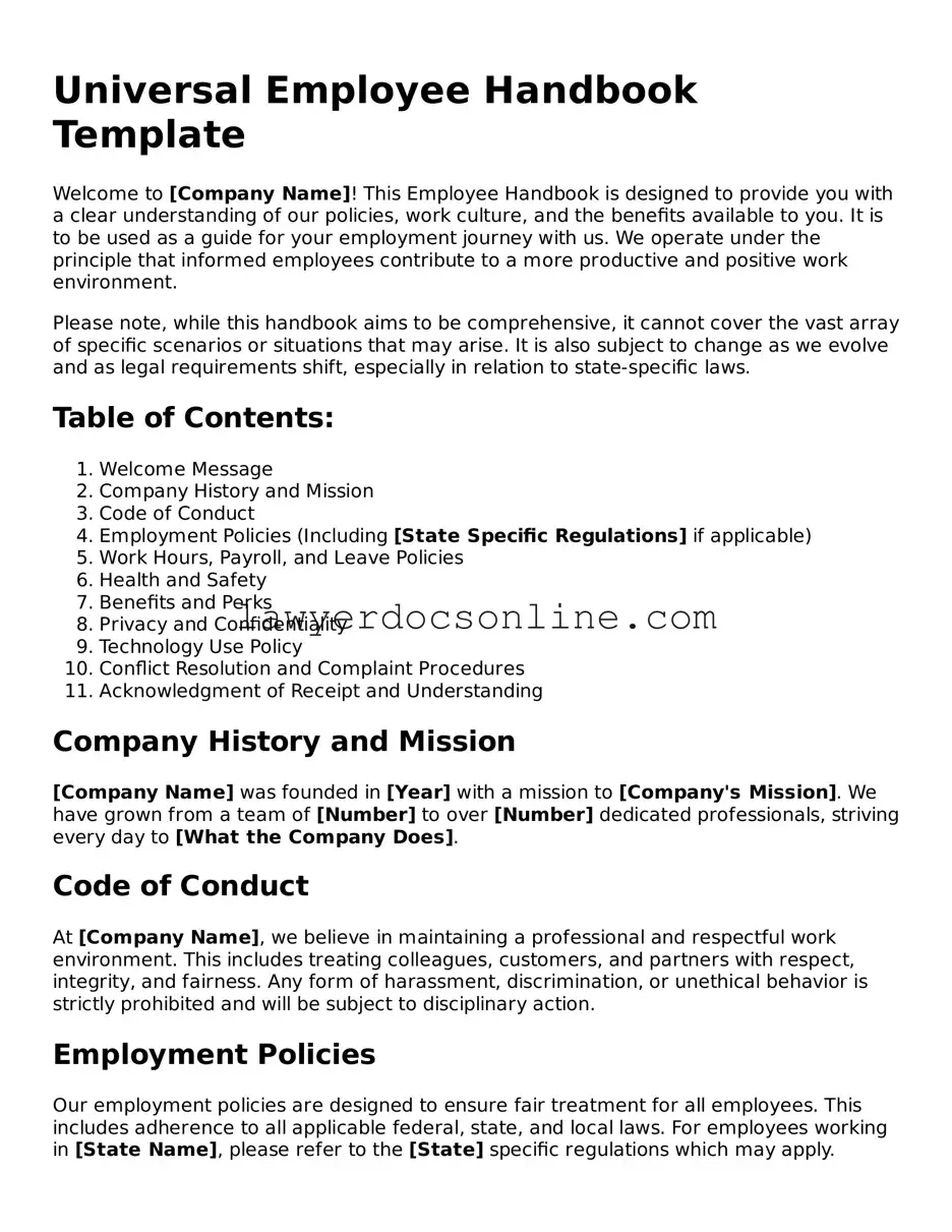 Free Employee Handbook Document