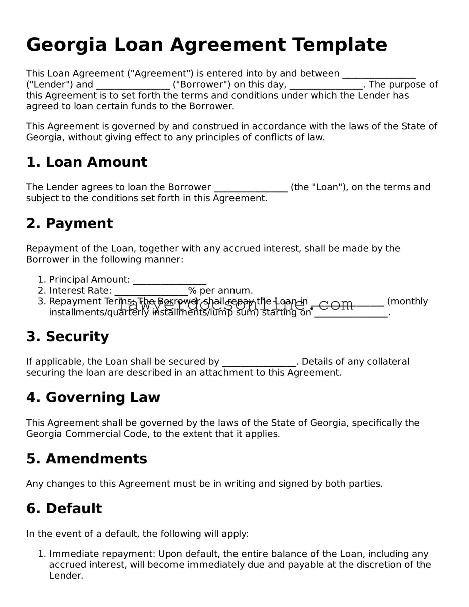 Legal  Loan Agreement Form for Georgia
