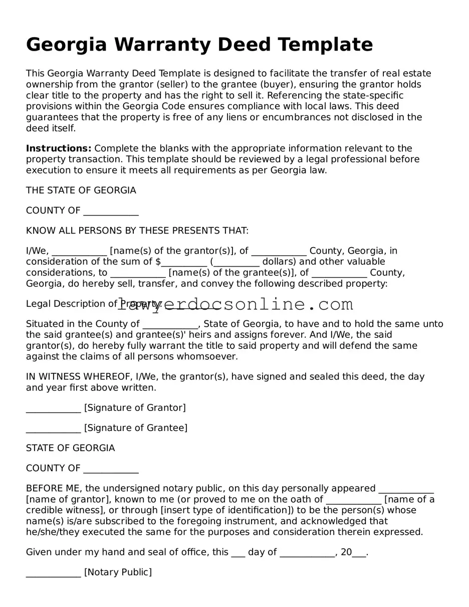 Legal  Deed Form for Georgia