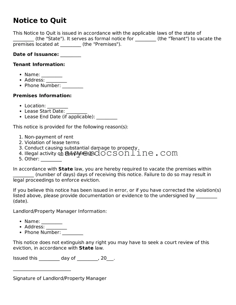 Free Notice to Quit Document
