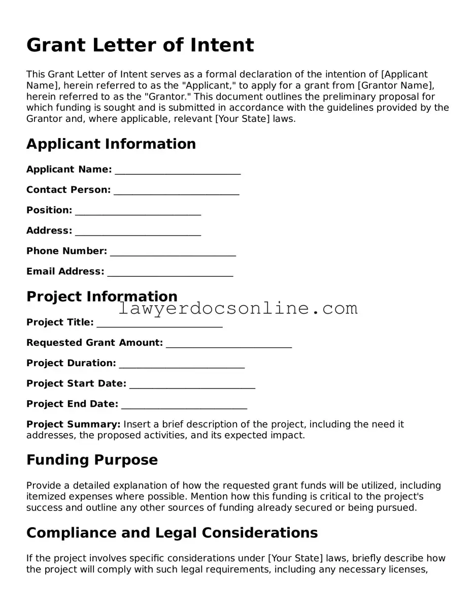 Free Grant Letter of Intent Document
