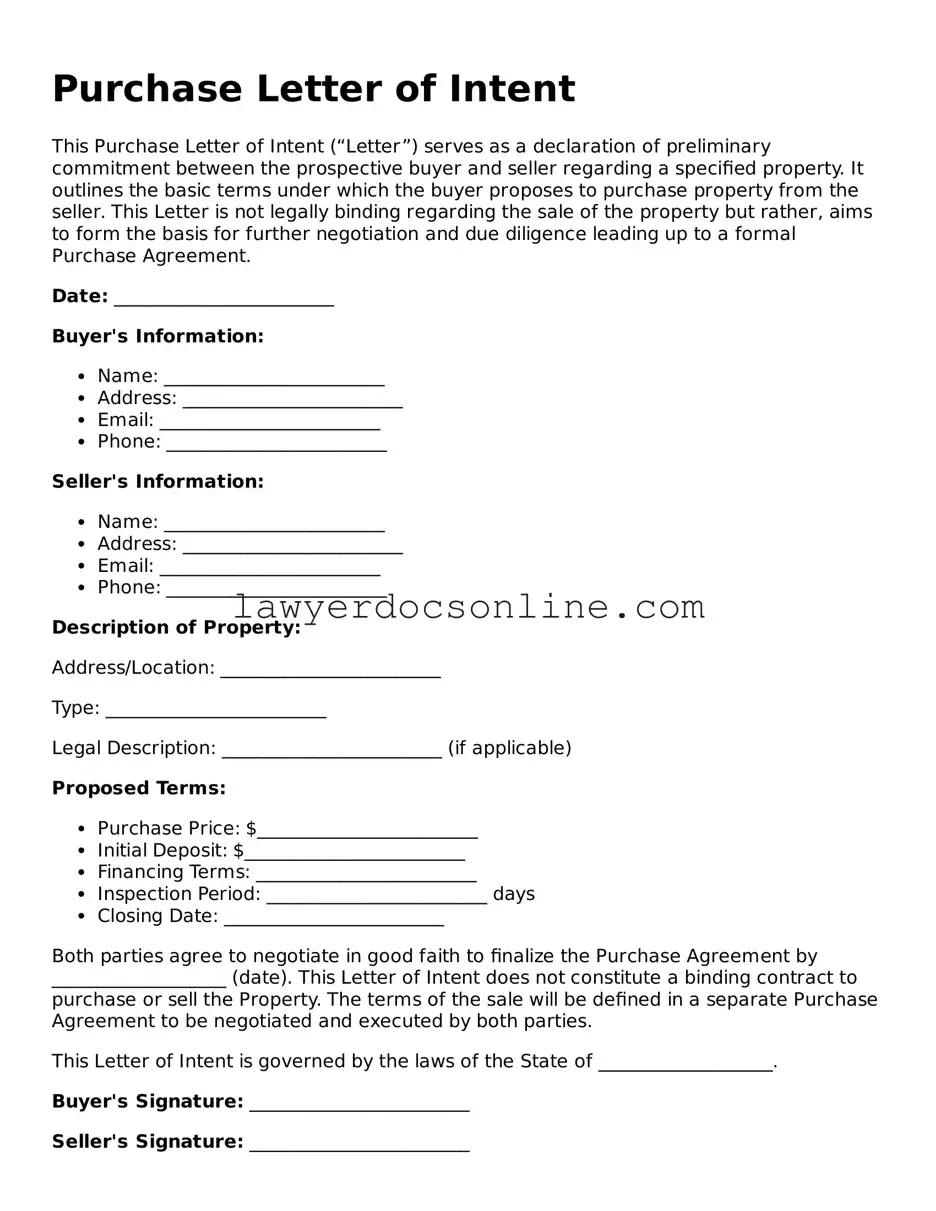 Free Purchase Letter of Intent Document