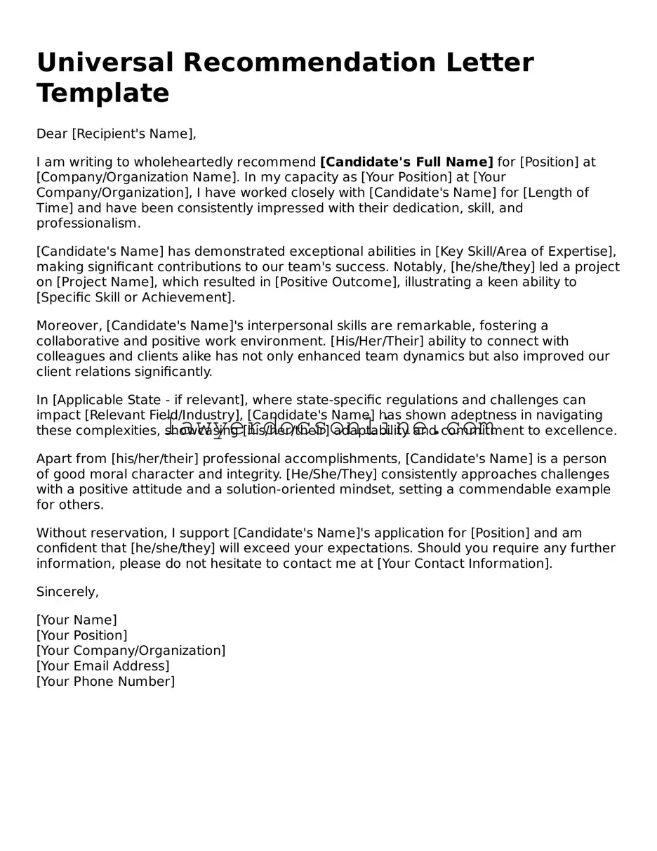 Free Recommendation Letter Document