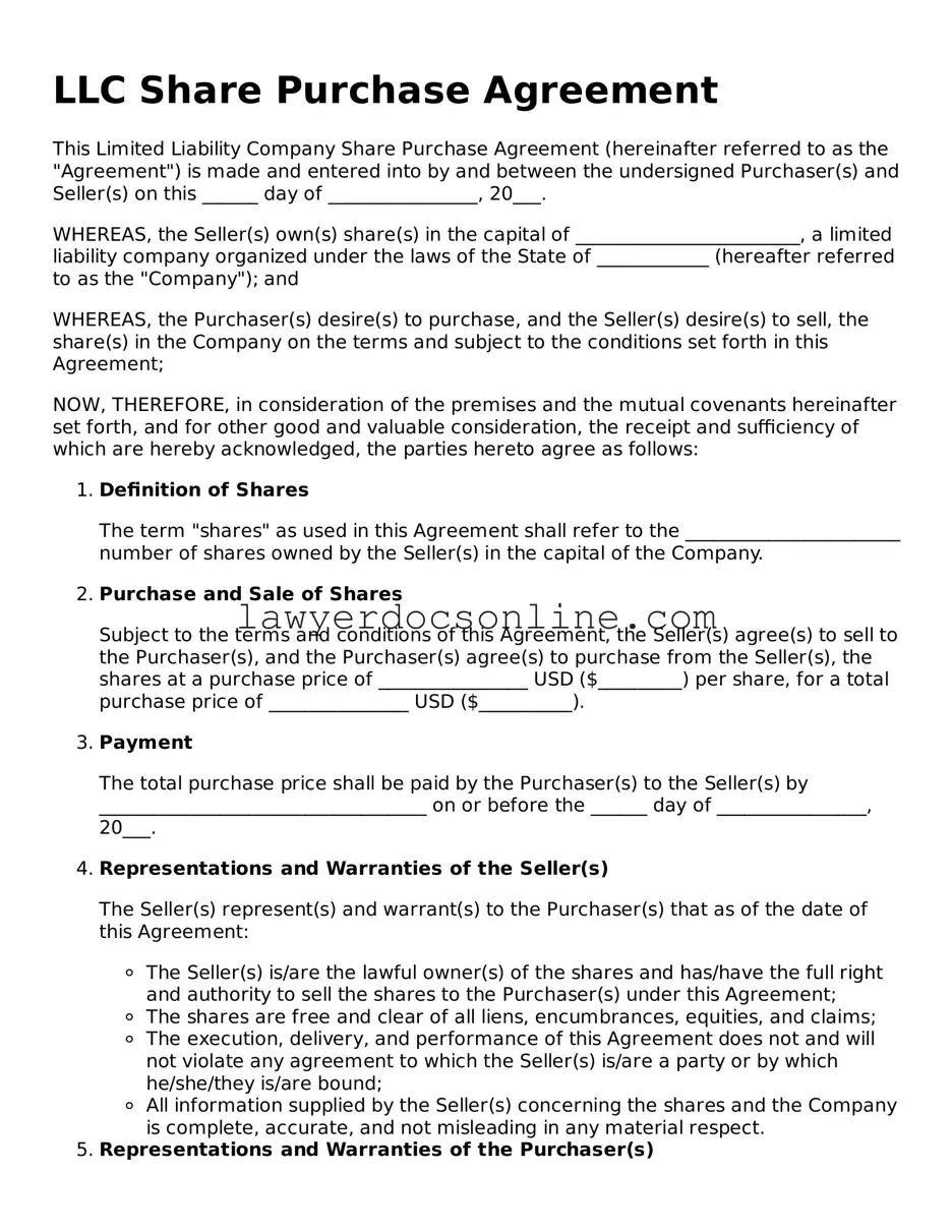 Free LLC Share Purchase Agreement Document