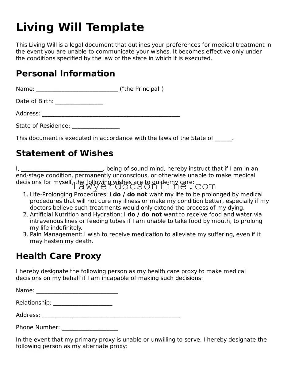 Free Living Will Document