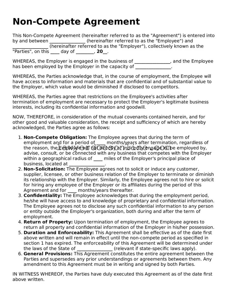 Free Non-compete Agreement Document