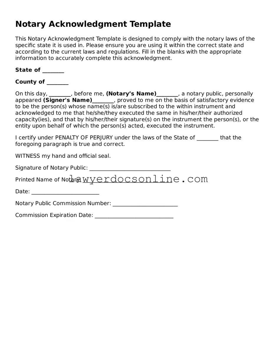 Free Notary Acknowledgement Document