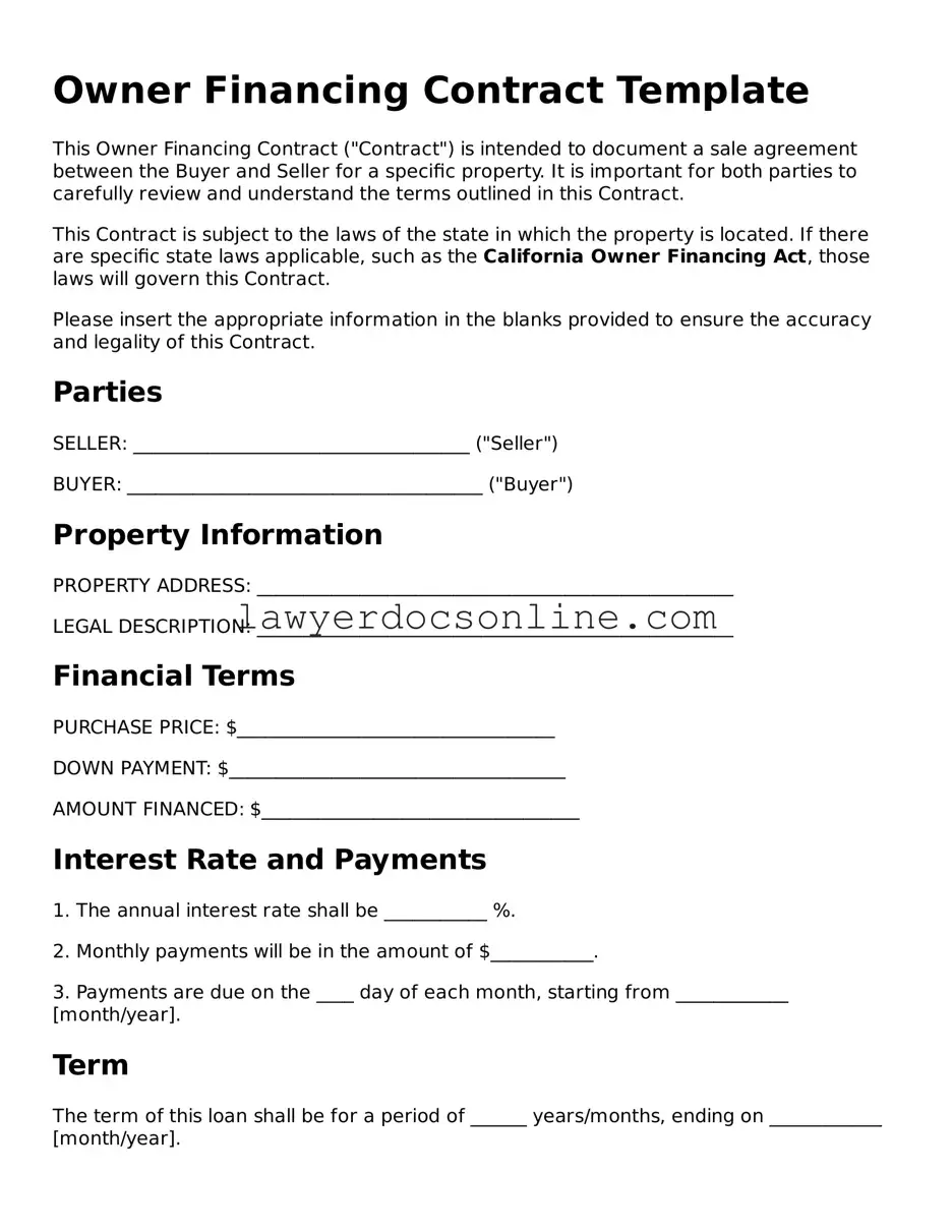 Free Owner Financing Contract Document