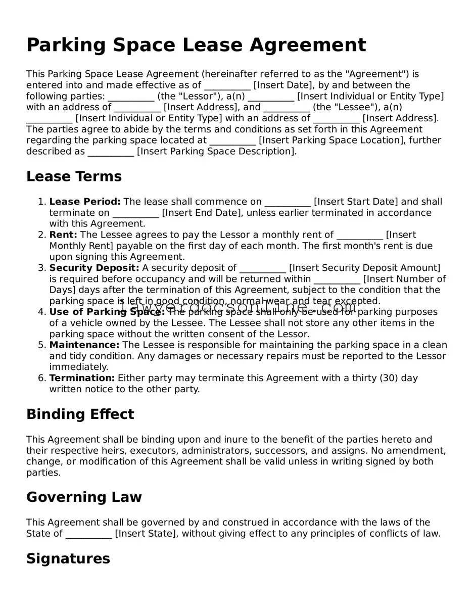 Free Parking Space Lease Agreement Document