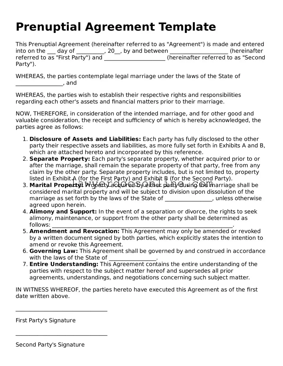 Free Prenuptial Agreement Document