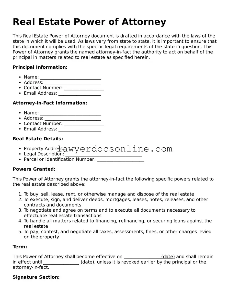 Free Real Estate Power of Attorney Document