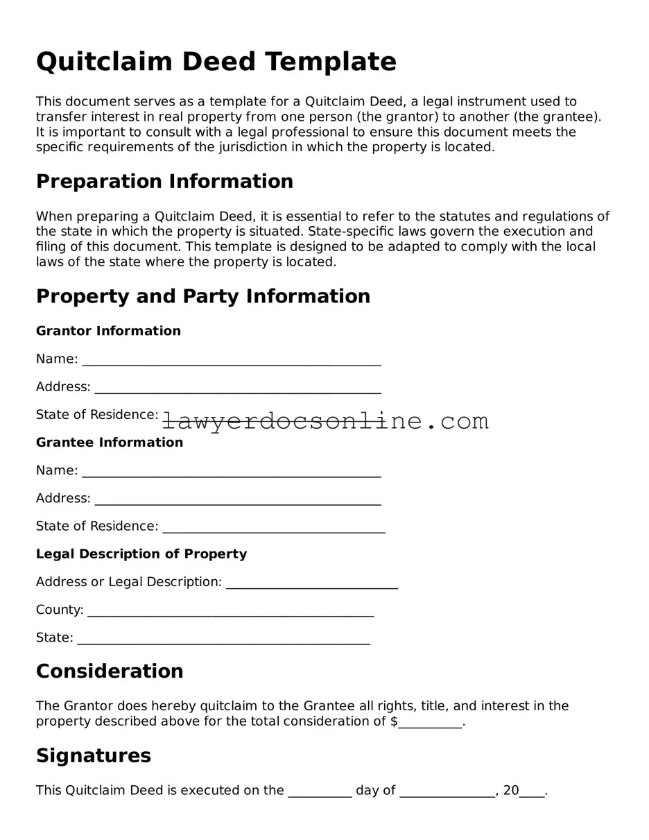 Free Quitclaim Deed Document