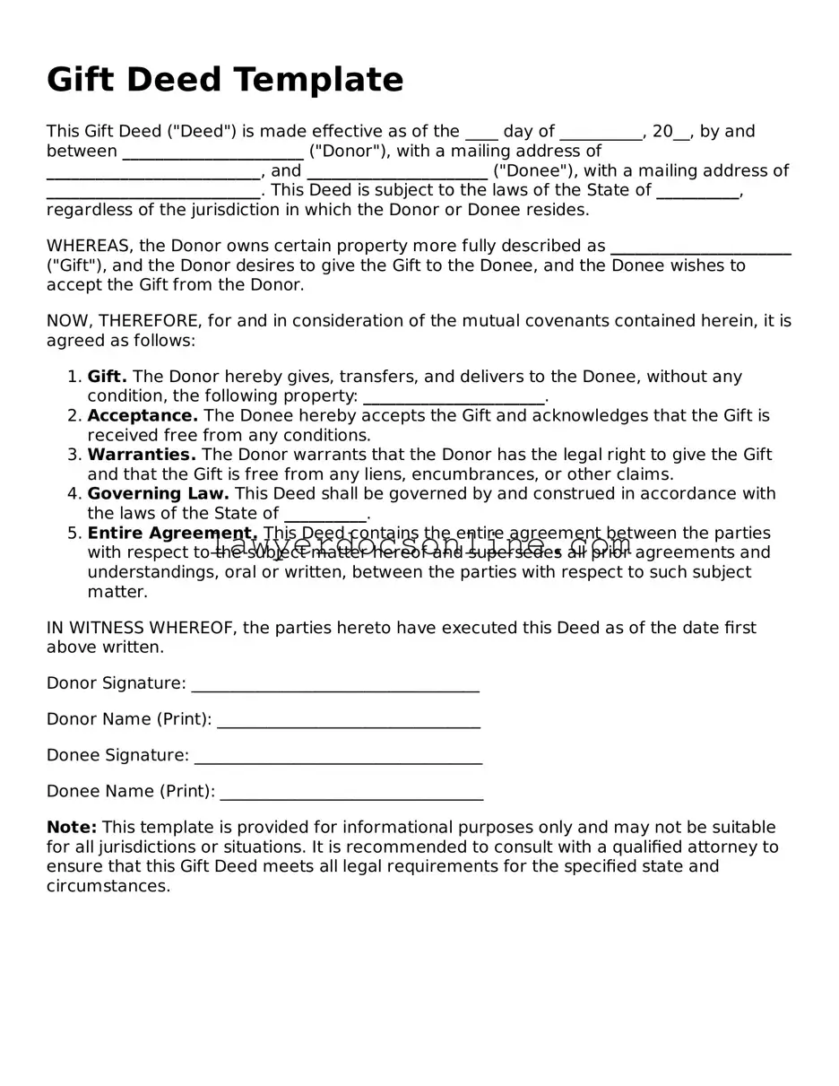 Free Gift Deed Document