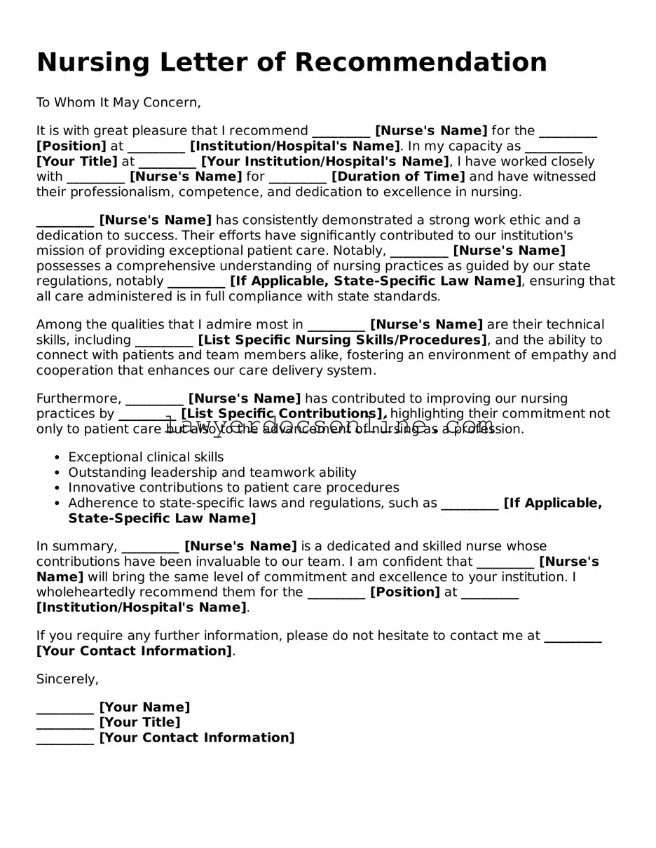 Free Nursing Letter of Recommendation Document