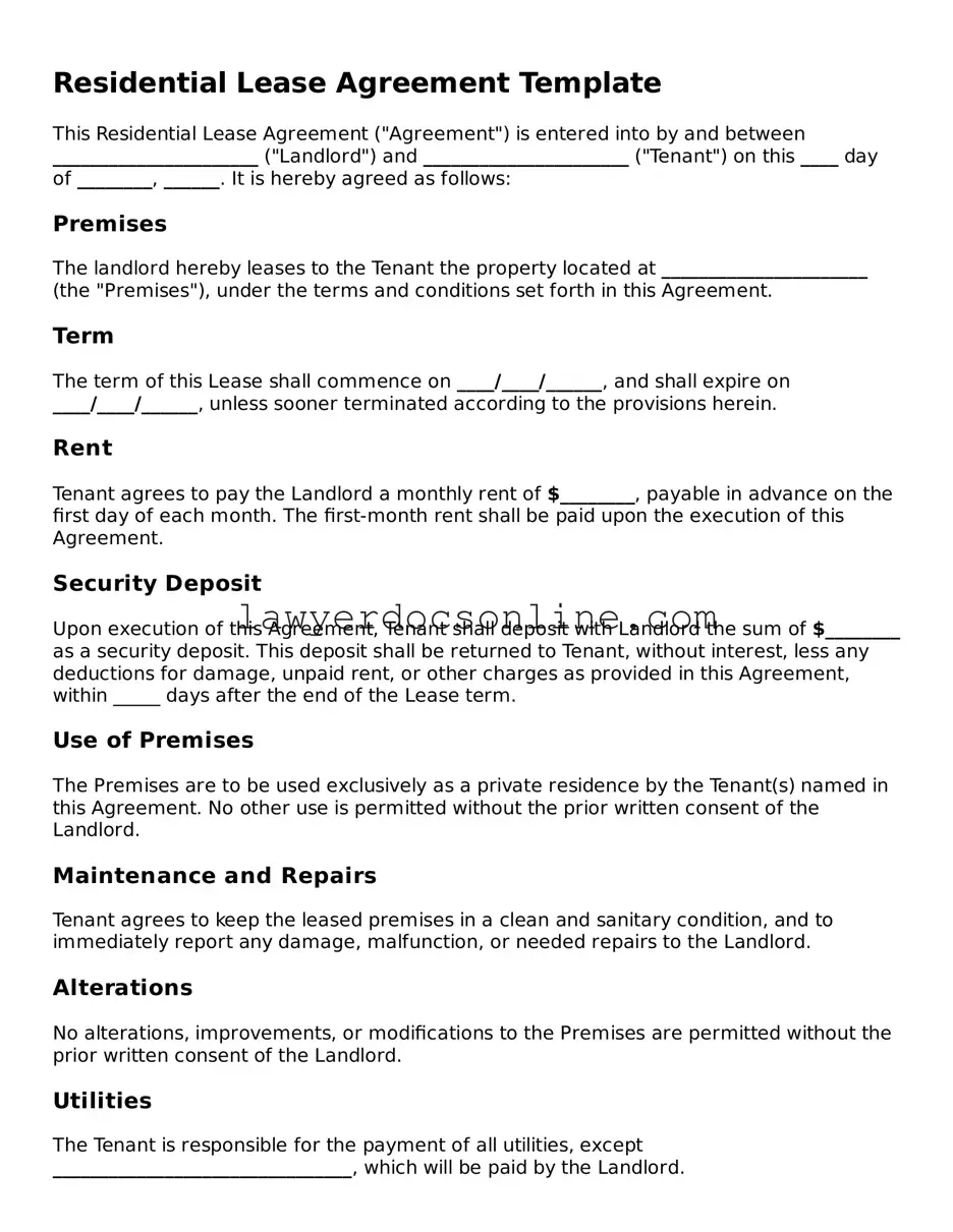 Free Lease Agreement Document