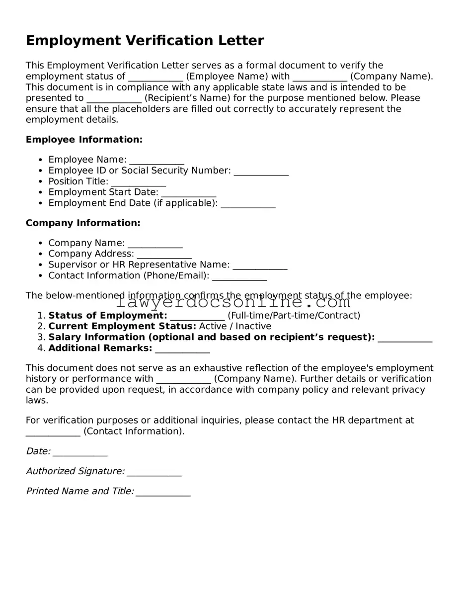 Free Employment Verification Document