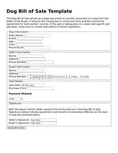 Free Dog Bill of Sale Document
