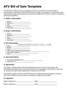 Free ATV Bill of Sale Document