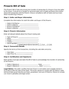 Free Firearm Bill of Sale Document