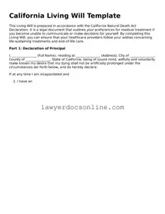 Legal  Living Will Form for California