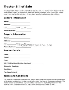 Free Tractor Bill of Sale Document