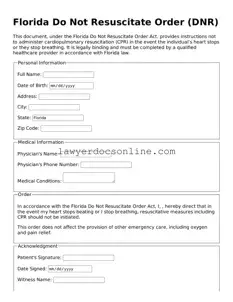 Legal  Do Not Resuscitate Order Form for Florida
