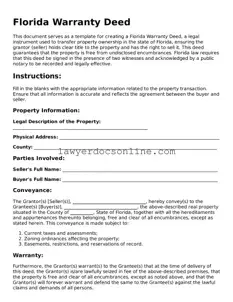 Legal  Deed Form for Florida
