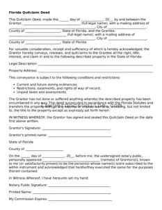 Legal  Quitclaim Deed Form for Florida