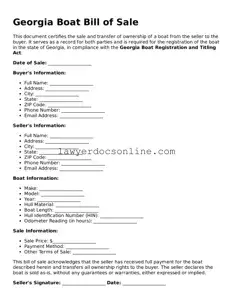 Legal  Boat Bill of Sale Form for Georgia