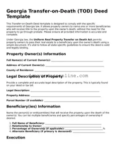 Legal  Transfer-on-Death Deed Form for Georgia