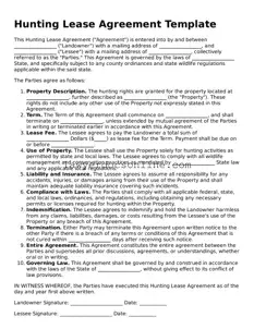 Free Hunting Lease Agreement Document