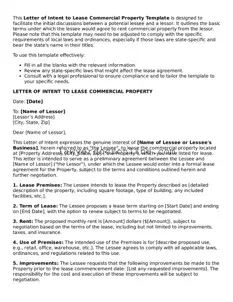 Free Letter of Intent to Lease Commercial Property Document
