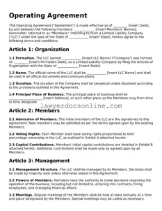 Free Operating Agreement Document