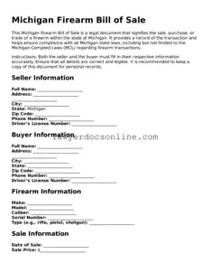 Legal  Firearm Bill of Sale Form for Michigan