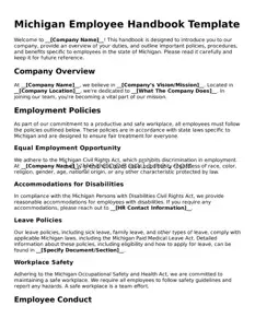 Legal  Employee Handbook Form for Michigan