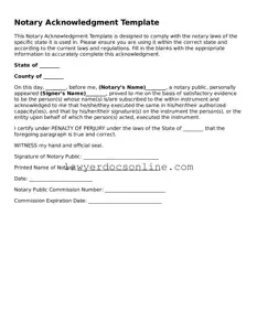 Free Notary Acknowledgement Document