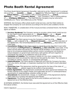 Free Photo Booth Rental Agreement Document