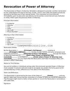 Free Revocation of Power of Attorney Document