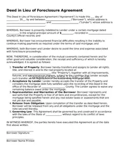 Free Deed in Lieu of Foreclosure Document