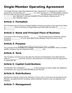 Free Single-Member Operating Agreement Document